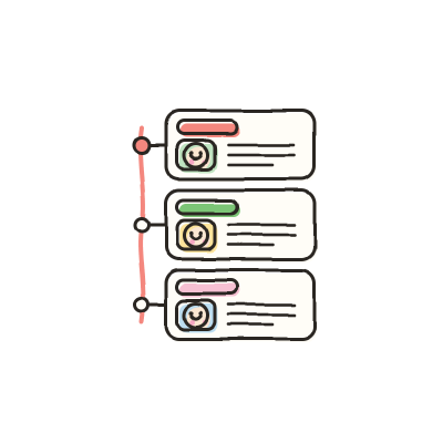 Vertical timeline with journal entry cards
